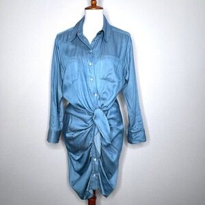 VERONICA BEARD Sierra Chambray Blue Asymmetric Dress 8 FLAWED Read Below!